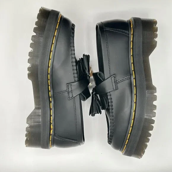 Dr. Martens Adrian Quad Black Leather Tassel Platform Loafers Women's 8 Men’s 7 - Picture 6 of 8